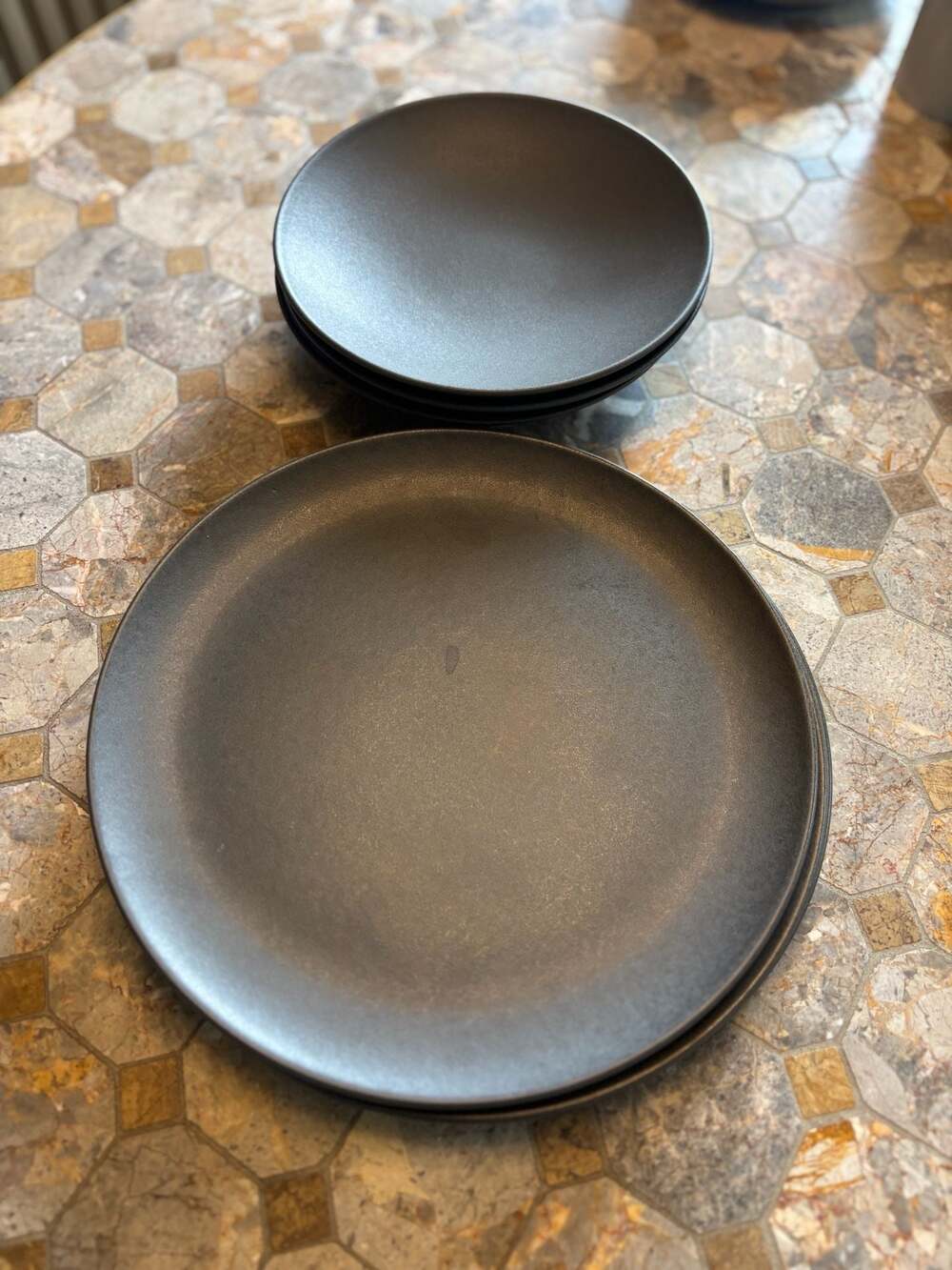 Crate&Barrel Matte Charcoal Dinner Plates